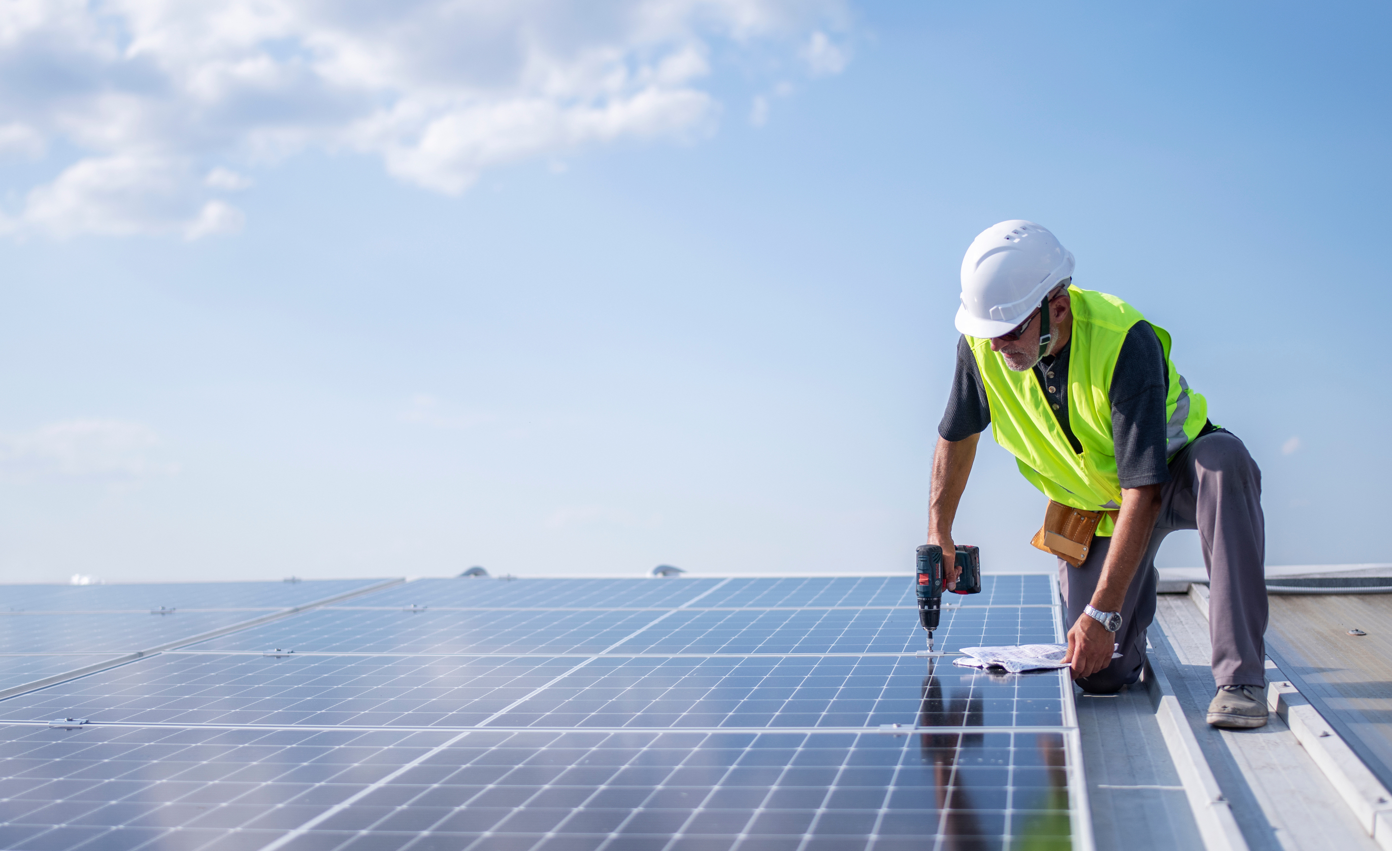 Photovoltaic solar panels on roof